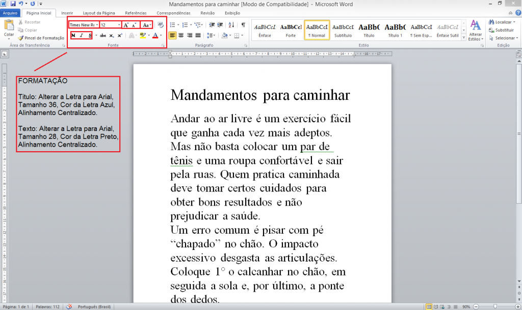 Atividade 1 Microsoft Word 2010 Professor Diego 5236